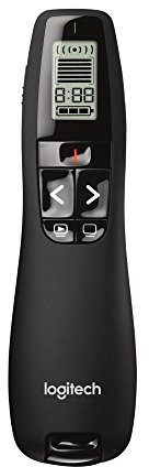 Logitech R700 Presenter, Kabellose 2.4 GHz Verbindung via USB-Empfänger, 30m Reichweite, Roter Laserpointer, LCD-Display mit Timer und Batterieanzeige, 6 Tasten, PC - Schwarz