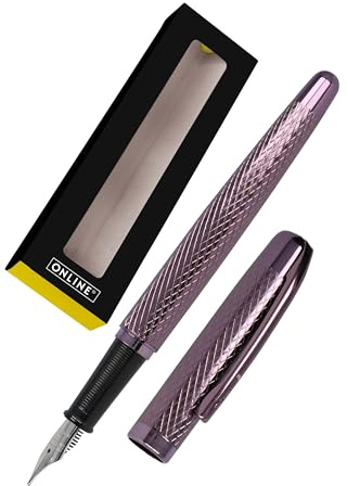 Online Füllhalter Eleganza I Metall I Design Diamond Wine I Federstärke M I Metallclip I inkl. Tintenpatrone Schreibfarbe Blau I Füller Rot für Standard-Tintenpatronen inkl. Geschenkverpackung