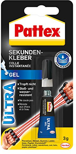 Pattex Sekundenkleber Ultra Gel, extra starker & flexibler Superkleber, stoß- & wasserresistentes Sekundenkleber Gel für z. B. Gummi, Leder, Holz, 12 x 3g