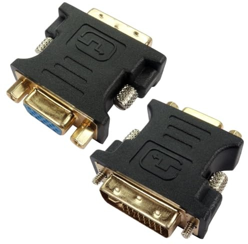 rhinocables - DVI-A Male to VGA Female Adaptor | Converts DVI to SVGA for HDTV, DVD, Projectors | Gold-Plated Connectors for Stable Signal | Plug & Play Installation, Black, Gold