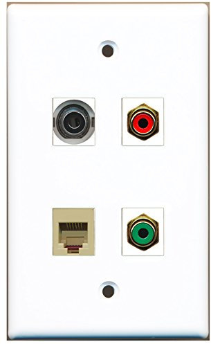 RiteAV Wandplatte (1 x Cinch-Buchse, 1 x Cinch-Stecker, 1 x RJ11 / RJ12, 1 x 3,5 mm, 1 x Buchse, Rot/Grün