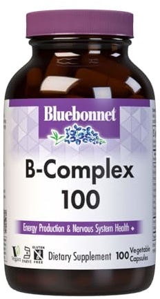 Bluebonnet Nutrition B Complex, Complete Full Spectrum, Vitamin B6, B12, Biotin, Folate, Vegan, Vegetarian, Gluten, Soy & Milk Free, Kosher, 100 Count