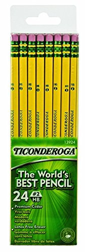 Ticonderoga #2 Pencils, Wood-Cased, 6 24-Count Hang-Tab Boxes, Total 144 Pencils, Yellow (13924) (13924N)