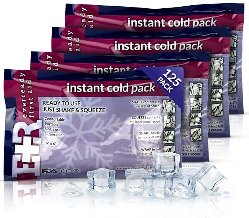 Ever Ready First Aid Disposable Cold Compress Therapy Instant Ice Pack for Injuries 4.5 x 7 - 125 Pack