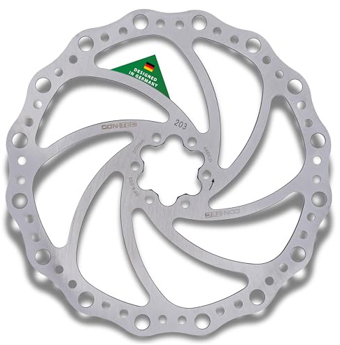 CONTEC Fahrrad-Bremsscheibe CDR-1 IS, 6-Loch, Edelstahl, 203mm, ca. 190g, hitzebeständig, hohe Bremskraft, langlebig, einfache Montage, leicht, silber