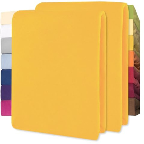CelinaTex Jersey Spannbettlaken Lucina für Kids Doppelpack 60x120-70x140cm mais gelb 100% Baumwolle gekämmt superweich Spannbettbezug, Leintuch, Bettlaken, elastisch, Strech, Oeko-Tex