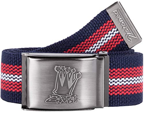 2Stoned Geldgürtel Tresorgürtel Navy-Rot-Weiß 4 cm breit matte Schnalle Crown für Herren und Jungen