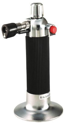 KitchenCraft Refillable Cook’s Blow Torch with Adjustable flame, 9 x 16.5 cm, KitchenCraft's 12 month guarantee, Black and Silver
