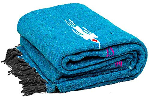 Open Road Goods Yoga-Decke – dicke mexikanische Thunderbird-Decke – handgefertigt und hergestellt für Yoga! (Aquablau)