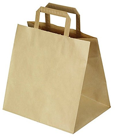 50 Sacs Repas à Emporter en Papier 11 Litres - Doggy Bag Avec Poignée Compatible Alimentaire à Fond Plat Solide Pour Restaurant, Déjeuner, Goûter, Déchet de Table