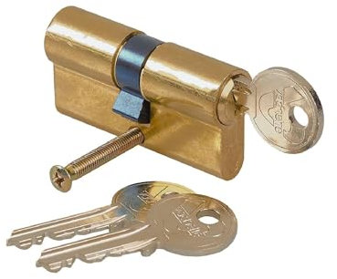 Vachette - Cilindro de bloqueo mecánico para puerta, doble entrada, 30 x 40 mm, mecanismo de 5 pasadores seguros, 3 llaves, instalación fácil, garantía de 2 años, acabado latón