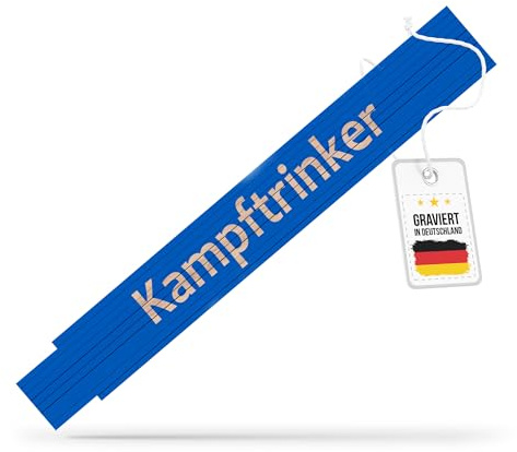 andSmile Zollstock blau - Meterstab mit Spruch Kampftrinker - lustiger Zollstock aus hochwertigem Buchenholz - lustige Geschenke für Männer, Papa, Handwerker, zum Vatertag, Geburtstag