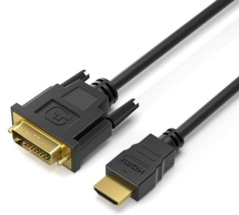 JAMEGA HDMI auf DVI Adapter Kabel 1m – Bidirektionales Kabel Mit 1080P Highspeed FullHD 3D Dual Link für Laptop