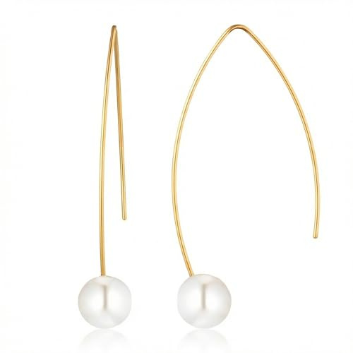 Heideman Ohrringe Auris Damen Edelstahl mit Perle weiß 4cm | Elegant hängender Ohrschmuck für festliche Anlässe, schöne Geschenkidee zum Jahrestag für Partnerin oder beste Freundin