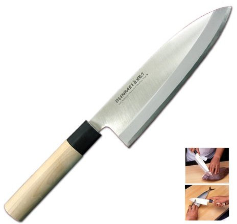 Bunmei Deba coltello da macellaio, misura: 22.5 cmo in legno Honki