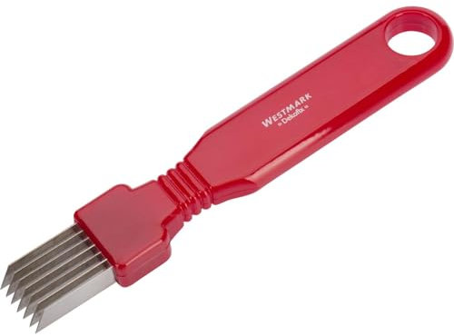 Westmark Gurkenverzierer/-schneider mit 7 Klingen, Länge: 16,3 cm, Rostfreier Edelstahl/Kunststoff, Dekofix, Rot/Silber, 51242260