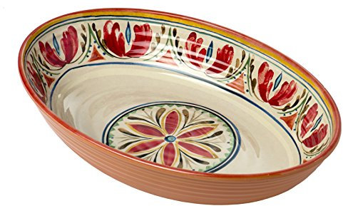 Purely Home Warm Mediterranean Large Oval Melamine Serving Bowl, 33cm x 22cm