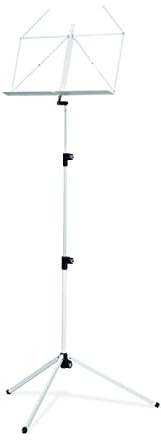 K&M 100/1 Notenpult Weiß – Ausziehbarer Notenständer 62,5 - 124 cm - klappbare Notenablage, faltbares Metall-Stativ