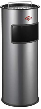 Wesco Standascher aus pulverbeschichtetem Stahl in der Farbe Silber mit einem Volumen von 30 Litern/Mit Einwurfschlitz