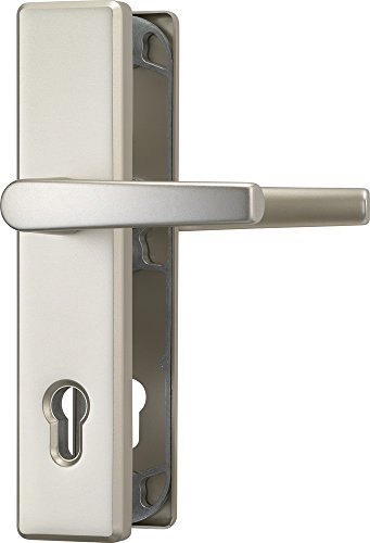 ABUS 421121 Tür-Schutzbeschlag HLS 214 DD F2 mit beidseitigem Drücker, neusilber (die Verpackung kann variieren), 83051, F2 Neusilber, Beidseitig Drücker
