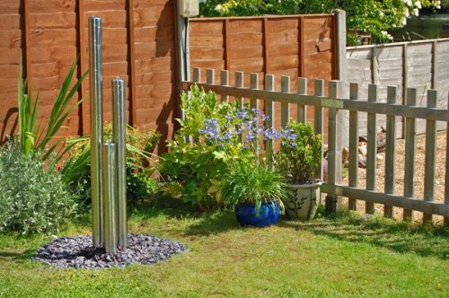 Primrose 156cm Three Polished Tubes Advanced Water Feature with Lights Tubes & Base for Indoor and Outdoor Use