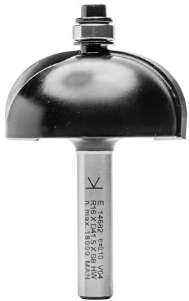 ENT 14682 Fresa concava carburo, Albero (S) 8 mm, diametro (D) 41,5 mm, NL 19 mm, R 16 mm, SL 32 mm, con cuscinetto a sfere