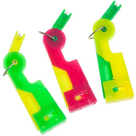 Einfädelhilfe für Nadeln (Nähmaschine und Hand): 3 x automatischer Nadeleinfädler aus Kunststoff in grün, gelb und pink