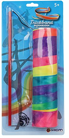 HCM Kinzel Trickband Regenbogen – 2 m langes Seidenband mit Griffstab für kreative Bewegungsspiele, Zirkustricks und tänzerische Figuren, ab 5 Jahren