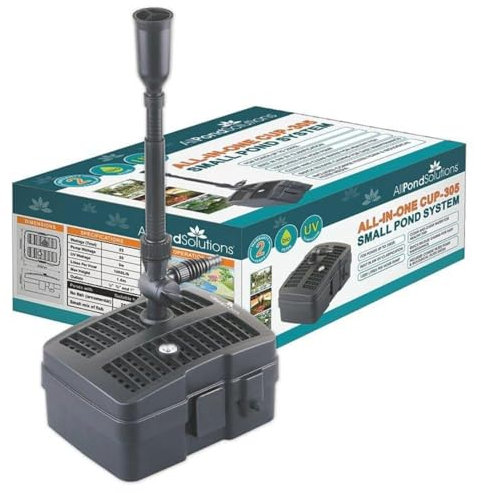 AllPondSolutions CUP-305-2000L/H All in One Pond Pump Filter with Fountain and 5w UV Steriliser, Clear Water Algae Control for Ponds up to 2000L