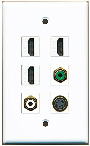 RiteAV – 3 HDMI 1 puerto RCA blanco 1 Puerto RCA verde 1 Puerto S-Video placa de pared