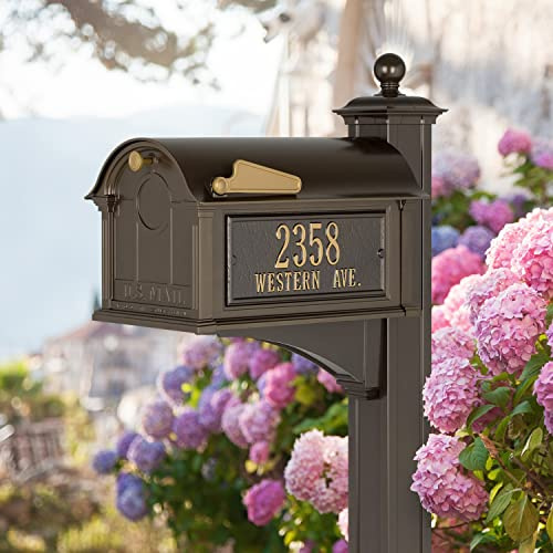 Balmoral Side Plaques Mailbox Post Package - Quick-Ship-Bronze