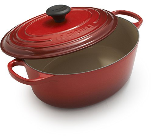 Le Creuset Horno holandés ovalado de hierro fundido esmaltado, 5 qt, color cereza