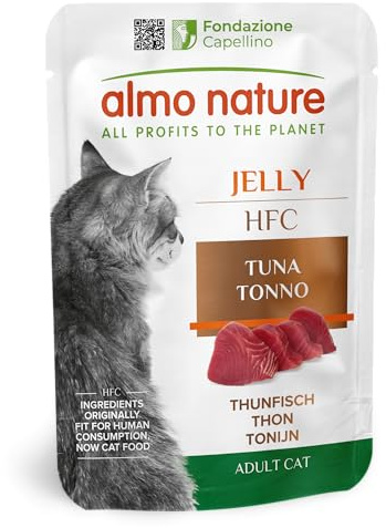 Almo Nature HFC Jelly Katzenfutter nass - mit Thunfisch, 24er Pack (24 x 55 g)