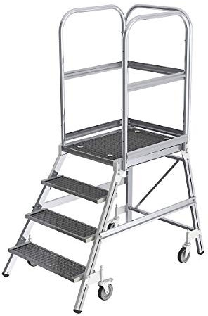 Aluminium-Podestleiter,einseitig begehbar, 4 Stufen Arbeitshöhe ca. 3,00 m