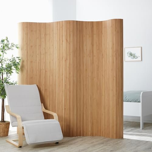 Homestyle4u Raumteiler Bambus Braun Paravent Innen Wellenform Trennwand 2m hoch Sichtschutz Raumtrenner | Artikel 302