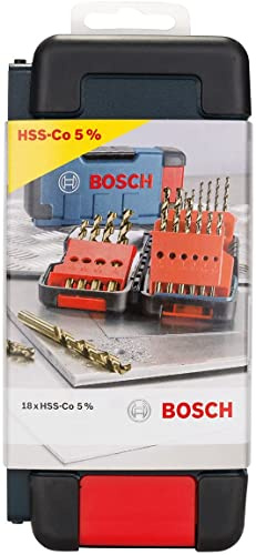 Bosch 1x PRO Stainless Steel HSS-Co Spiralbohrer-Set, 18-tlg. | für Stahl, Edelstahl, Ø 1-10 mm, Professional Zubehör Bohrmaschine/Schrauber