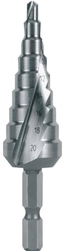 RUKO Stufenbohrer-Bit HSS, spiralgenutet mit Kreuzanschliff Bohrbereich Ø1 - Ø2 4,0-20,0 mm