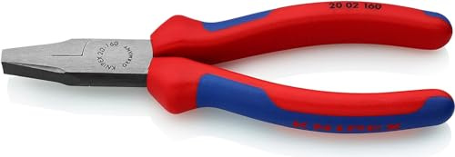 Knipex Flat Nose Pliers black atramentized, with multi-component grips 160 mm (self-service card/blister) 20 02 160 SB
