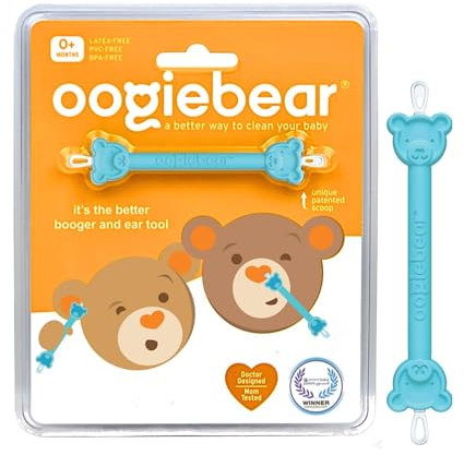 oogiebear - Nose and Ear Gadget. Safe, Easy Nasal Booger and Ear Cleaner for Newborns and Infants. Dual Earwax and Snot Remover (Blue Booger Picker)
