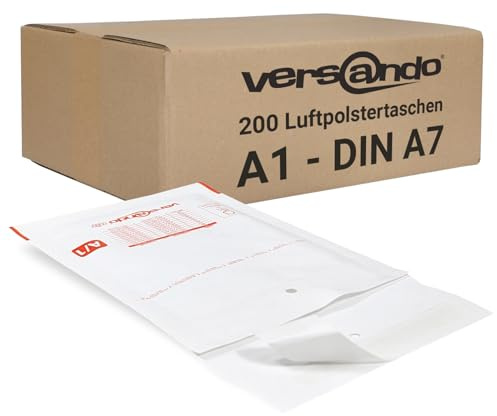 versando 200x A1 Luftpolsterumschläge Innenmaß 100 x 165 mm Außenmaß 120 x | 175 mm weiß für DIN A7