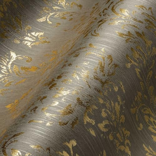 Architects Paper Textiltapete Metallic Silk Tapete mit Ornamenten barock 10,05 m x 0,53 m beige metallic Made in Germany 306593 30659-3