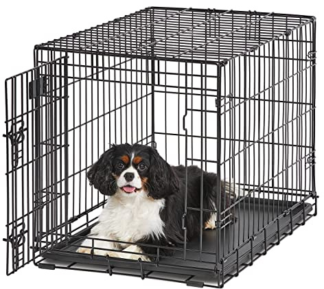 MidWest Homes for Pets Medium LifeStages - Jaula para perros de 76 cm plegable y de una sola puerta, seguridad mejorada, incluye bandeja a prueba de fugas, panel divisor, asa, patas de goma