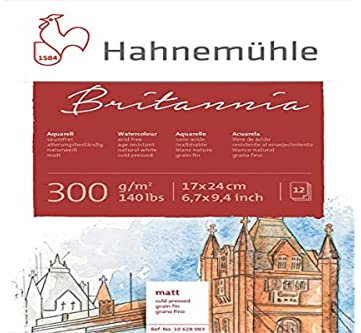 Hahnemühle 10628983 Aquarell-,Calligraphie-,Urkunden- und Postkartenblöcke Aquarellblock 300 g 12 Blatt