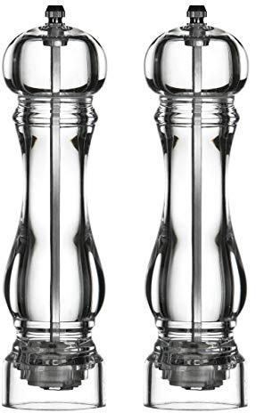 Premier Housewares - Juego de molinillos acrílicos de Sal y Pimienta (22,00 cm), Transparente