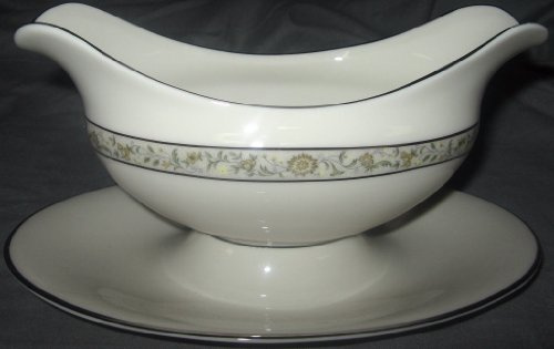 Lenox Springdale (Platinum Trim) Gravy Boat & Attached Underplate