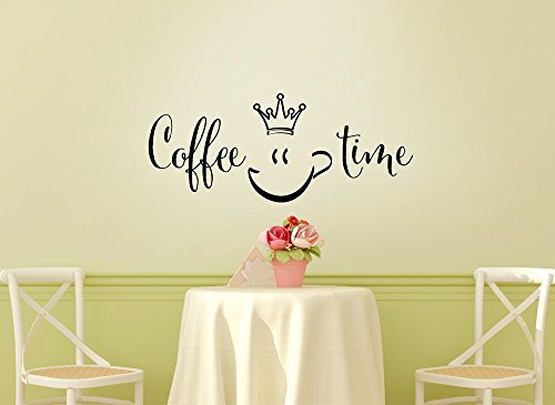 Grandora Wandtattoo Coffee Time Küche I schwarz 40 x 16 cm I Küche Esszimmer Speisezimmer Kaffeeecke Aufkleber Sticker Wandaufkleber Wandsticker W923