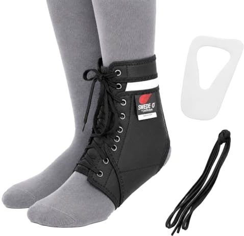 Swede-O Ankle Lok Reinforced Laced Ankle Brace with Stays, High Support for Sports, Black, Small