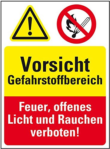 LEMAX® Sicherheits-Kombischild mit Symbolen,Gefahrstoffbereich...,Folie,200x300mm
