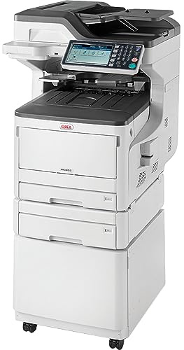 OKI MC853dnct multifunktionsskrivare (färg, kopiering, utskrift, skanning, fax, A3, 23 sidor/min, 1 200 x 600 dpi, LAN, WLAN tillval, duplexutskrift, 8 000 sidor/månad, max 60 000 sidor), ljusgrå,