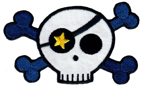 PatchMommy Piraten-Totenkopf Aufnäher zum Aufbügeln für Kinder, 5,4 x 9 cm | Gesticktes Bügelbild, Patch & Applikation für Baby- und Kinderkleidung & Rucksäcke – zum Aufbügeln oder Aufnähen